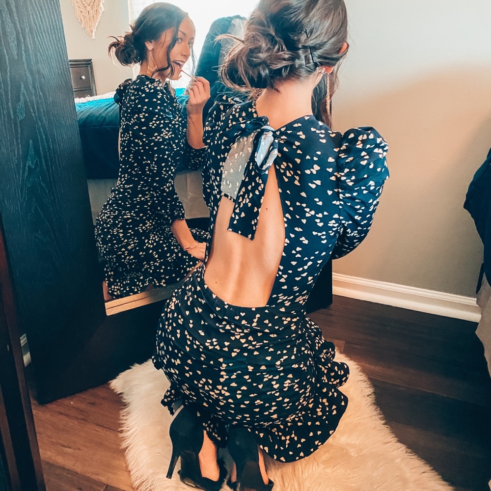 Navy/Beige Hearts Dress